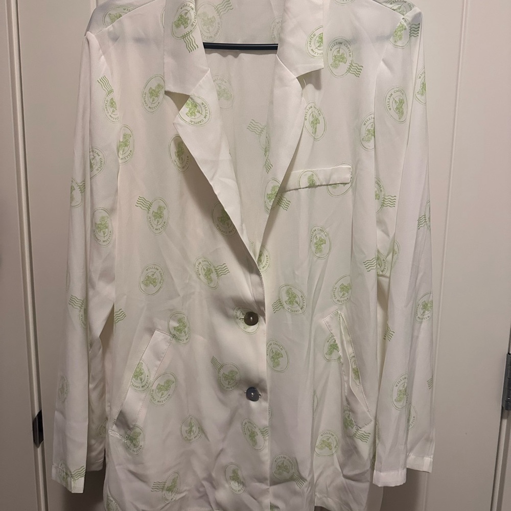 SHEIN Cream Blazer with Subtle Green Accents